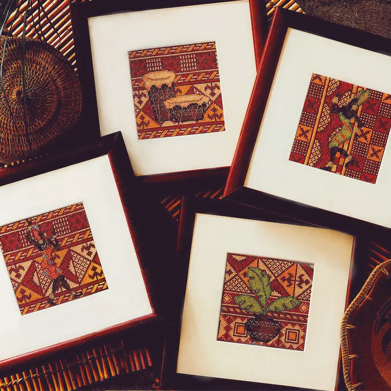 

Fishxx Cross Stitch Kit Crazy52-1 African Style Four Patterns Geometric Patterns DIY