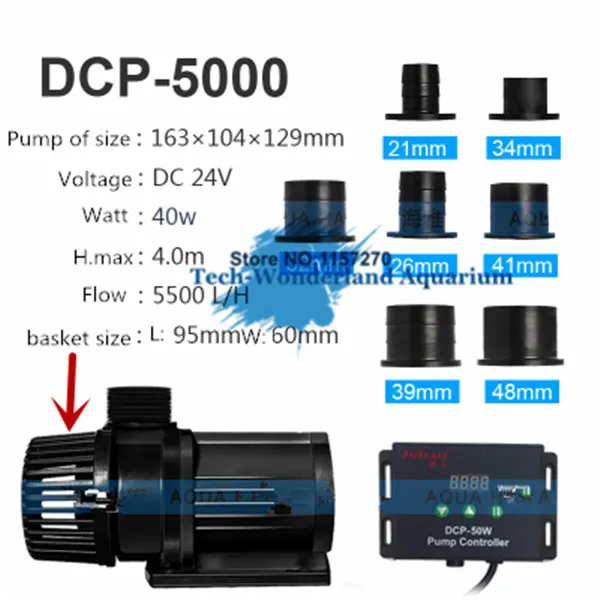 

40W 5500L/h Jebao DCP-5000 24V Submersible Marine DC Water Pump with Controller for Aquarium Fish Tank Garden Pond