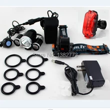 Лидер продаж 3x CREE XML T6 светодиодный свет фар велосипед 5000 люмен 18650 LED головной свет+ 4x18650 батареи pack+ зарядное устройство+ велосипед задний свет