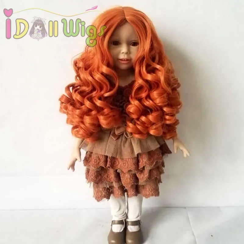 Хорошее качество Спиральные Кудри карроти парик для 1" американская кукла тяжелые волосы не линять