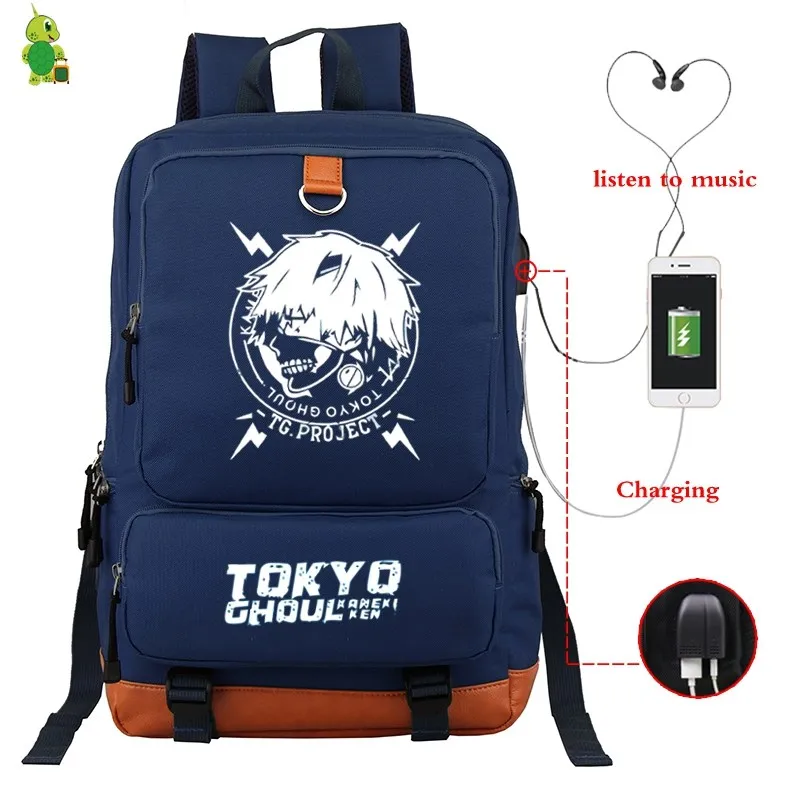 20 Anime Tokyo Ghoul USB Charge Backpack Women Men Laptop Backpack School Bags for Teenage Girls Large Backpack Casual Travel Bags - Цвет: 20