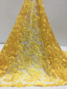 

Gorgeous Latest orange color african lace fabric 2019 high quality african tulle lace fabric luxury design with full stones H133
