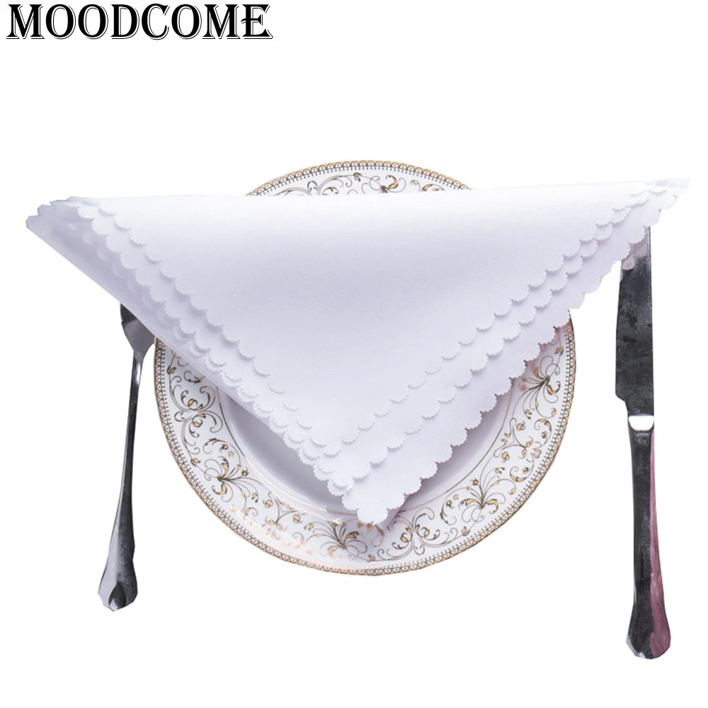 5 Pcs Lot Tissu De Serviette De Table Blanche Pour Restaurant D Hotel Table Carree Solide Serviettes Blanches De Mariage Aliexpress