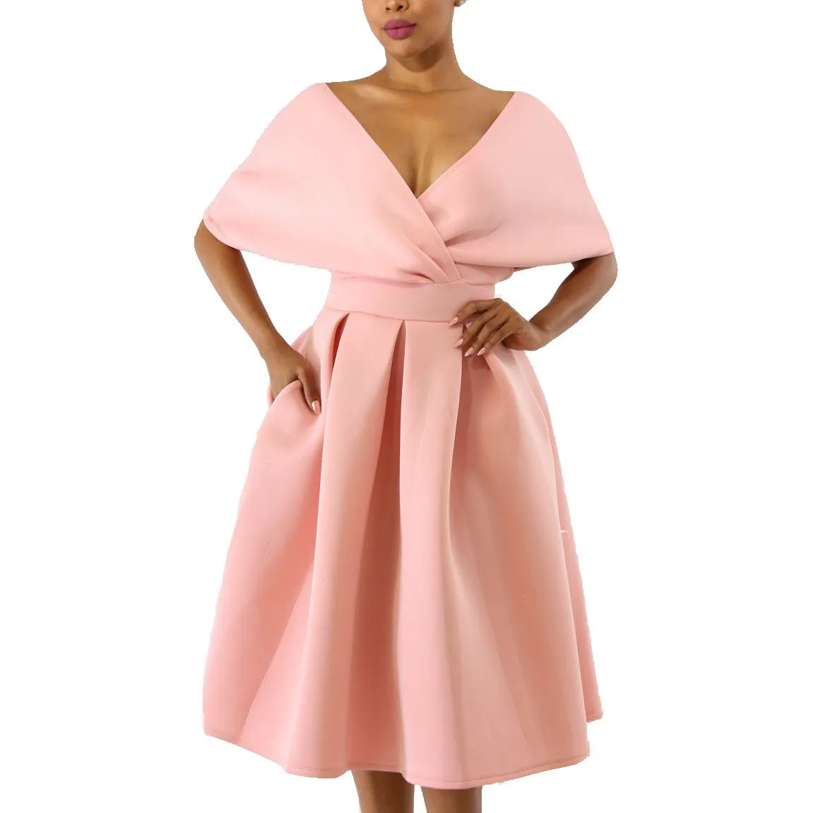 

Summer Woman Elegant Evening Sexy Club Party Dress V-Neck Backless Off Shoulder Midi Dress Vestidos