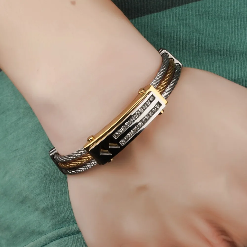 Famous Brand Hot Stainless Steel Wire Men Bracelets Bangles Aaa Famous Brand Hot Stainless Steel Wire Men Bracelets Bangles Aaa Cubic Zirconia Friendship Pulseras Hombre Jm783 In Id From Jewelry