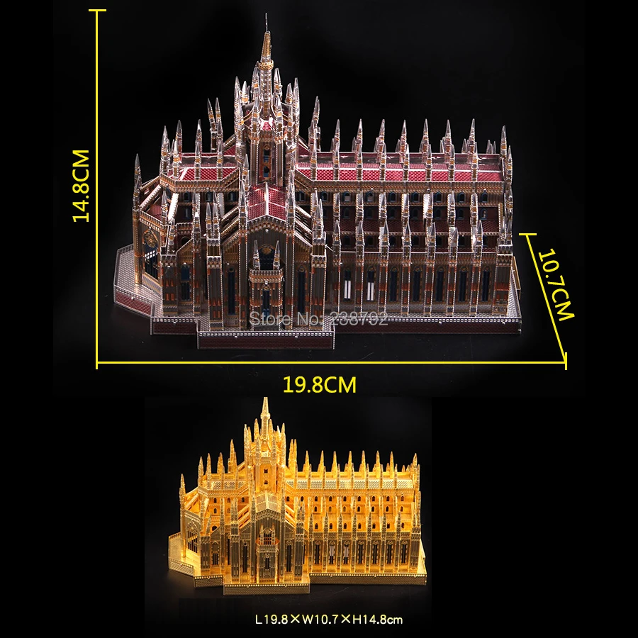 3D металлическая головоломка Миланский кафедральный собор, 255 деталей, Duomo di Milano, строительные модели, наборы, сделай сам, 3D лазерная резка, пазлы, игрушки для детей и взрослых