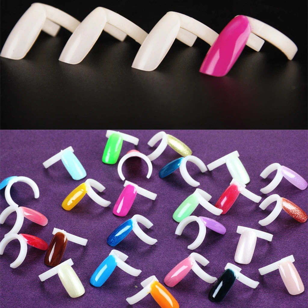 50 Natural False Ring Tips Color Nail Art Polish Display Practice Tool Acrylic Perfect For Home Or Professional Use