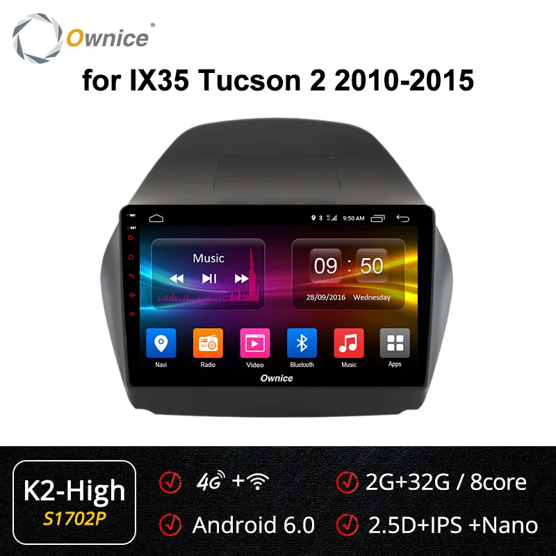 Ownice K1 K2 K3 k5 k6 2Din Octa Core 4G DSP 360 панорама Android 9,0 автомобиль радио плеер для hyundai IX35 2010- навигация GPS, DVD - Цвет: S1702 K2-High