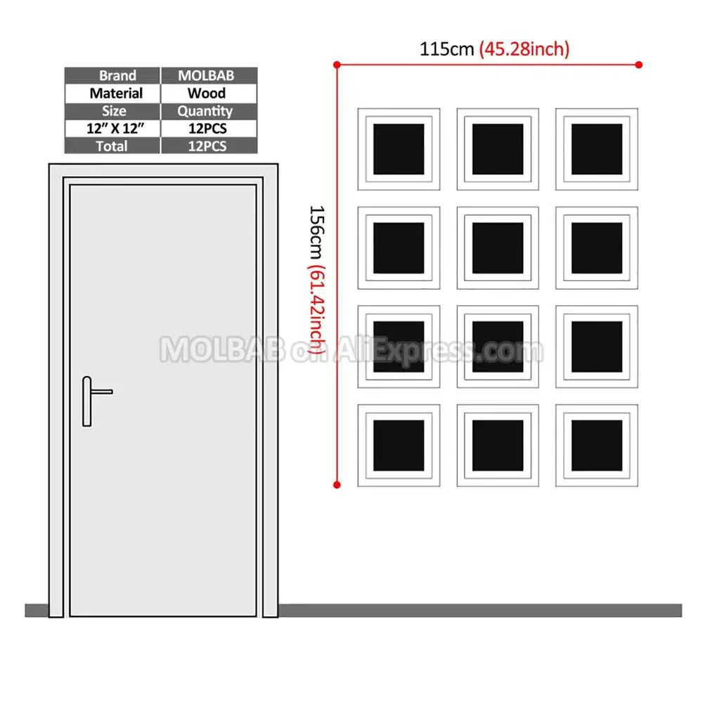 Деревянная квадратная фоторамка 12 шт. набор современных деревянных фоторамок художественный коридор fotolijst домашний декор fotorahmen 30x30 см