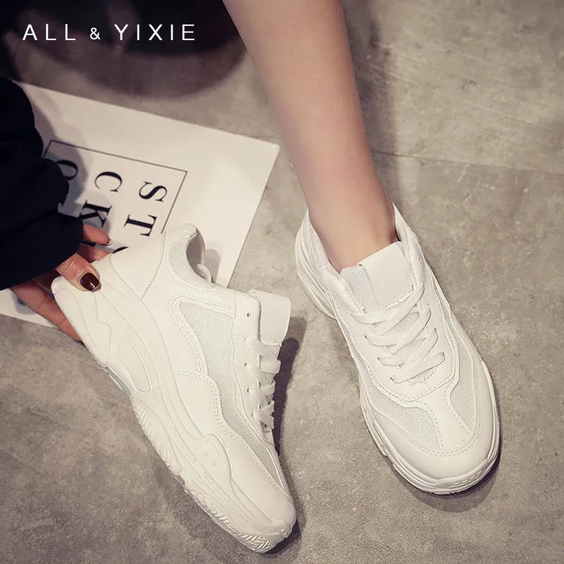 Tanie Wszystkie YIXIE 2019 nowa letnia biała siatka kobiety trampki moda grube dno kobiet platformy trampki przypadkowi buty Zapatos De Mujer