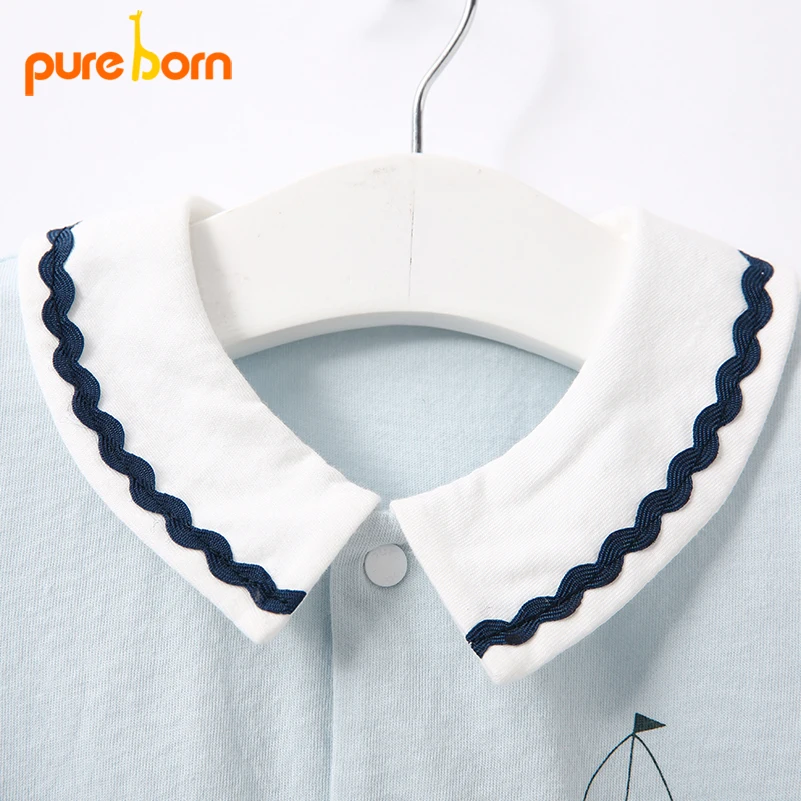 Pureborn baby rompers algodón lindo marinero Barco de dibujos animados encantador sólido muchachas del muchacho recién nacido manga corta traje bebes ropa Pureborn baby rompers algodón lindo marinero Barco de dibujos animados encantador sólido muchachas del muchacho recién nacido manga corta traje bebes ropa