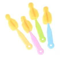 360 градусов вращающаяся губка желтая Детская щетка для сосков щетка для младенцев для чистки бутылочек для кормления щетка для младенцев очиститель соски 2 шт