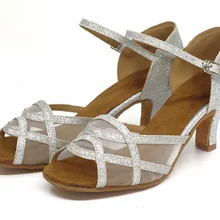 Hxyoo на заказ 6 см Высота каблука учитель блеск элегантность Костюмы для бальных танцев Обувь для танцев Для женщин Костюмы для латиноамериканских танцев Salsa Обувь серебро мягкая подошва WK081