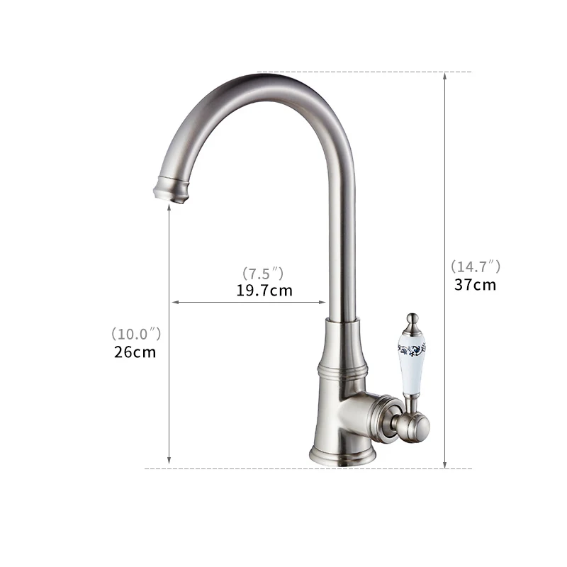 Fapully Chinese Kitchen Faucet Brushed Nickel Ceramic Handle White Flower Painted Deck Mounted Water Tap Rotation Mixer 170-33N Fapully Chinese Kitchen Faucet Brushed Nickel Ceramic Handle White Flower Painted Deck Mounted Water Tap Rotation Mixer 170-33N
