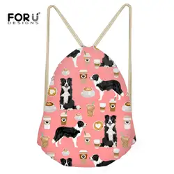 FORUDESIGNS/рюкзак на шнурке Border Collie Печать Дети обувь для девочек Drawstring сумки хранения путешествия Softback пляжная сумка Mochila