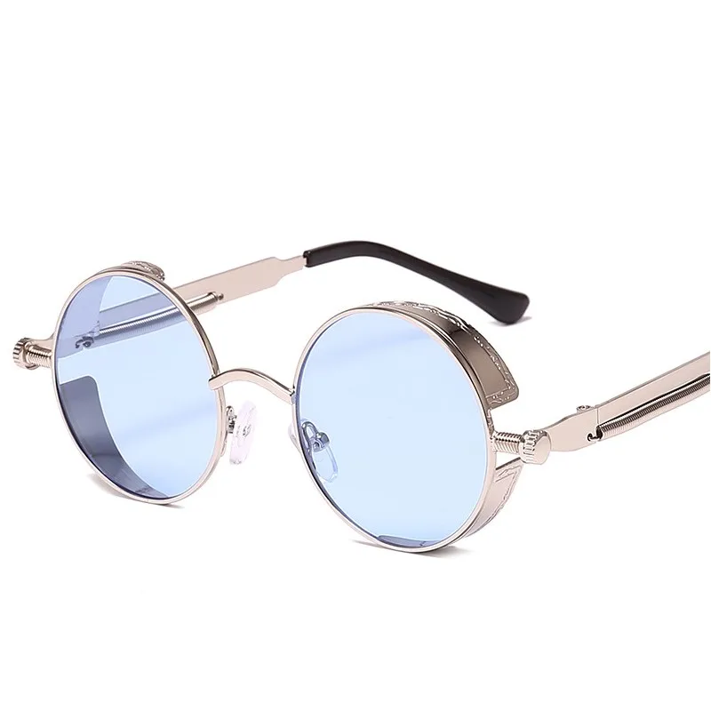 

Steampunk Style Sunglasses For Man Brand Designer Metal Trend Spring Glasses Legs Reflective Colorful Women Retro Sun Glasses