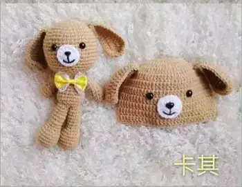

Newborn Photography Props Cartoon Fox Baby Hat Photography Baby Crochet Accessories Handmade Knitted Kids Hat+doll