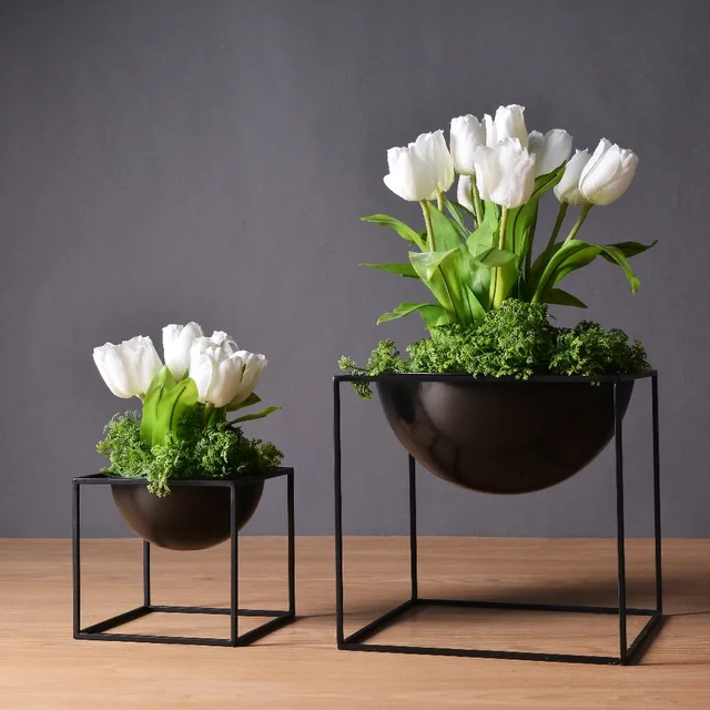 Noir Blanc Moderne De Table Étanche Cube En Métal Pot Fleur Noir Blanc Moderne De Table Étanche Cube En Métal Pot Fleur Pergola Jardin Plantation