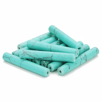 

Louleur 10pcs/lot 6x36mm Bamboo Shape Nature Stone Beads Blue Cylindrical Bead For Bracelets Necklace Jewelry Making Strand