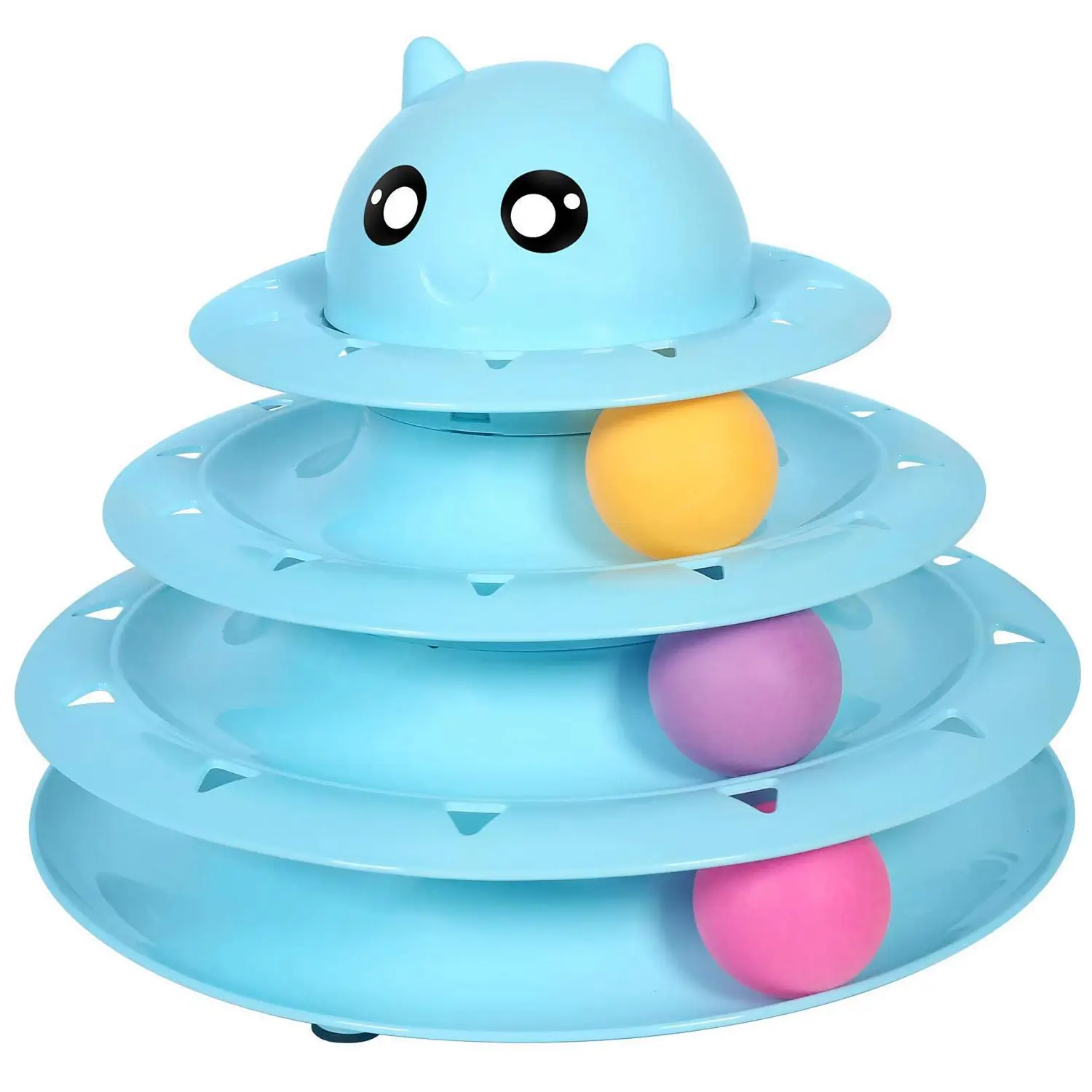 Cats Toys Ball Tower Cat Fun 3-Level Tower Ball & Track Indoor Cats Pet Roller Ball Cat Play Super Roller Super Fun PP Materia