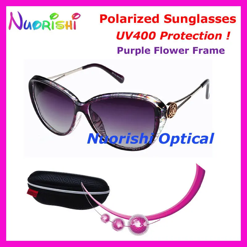 706 P Роза дизайн поляризационные солнцезащитные очки с защитой UV400 вождения солнцезащитные очки с хорошим розничной торговли чехол для упаковки - Цвет линз: Purple Flower Frame