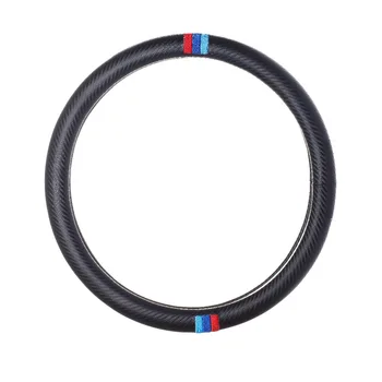 

Diameter 38cm Carbon fiber embroidery 3 color stripe Steering Wheel Covers for bmw volkswagen mercedes renault car accessories
