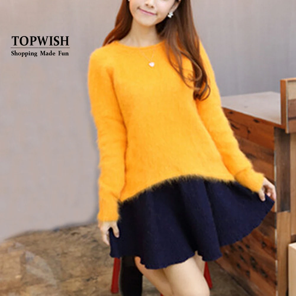 

Knitted Mink Cashmere Sweater Casual Multi Colors 100% Mink Cashmere Pullovers Fashion Women Mink Fur Waistcoat TFP987