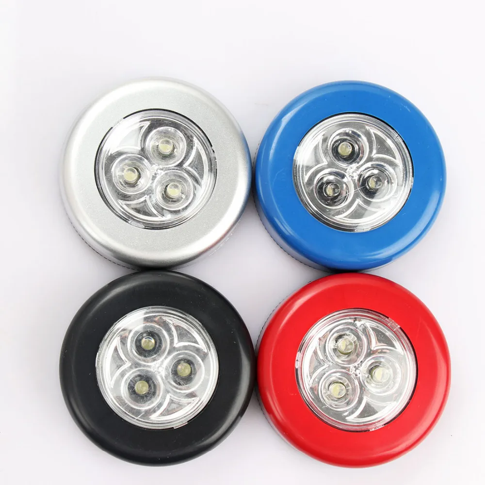 

2018 Hot 4colors 3Led Push Stick Tap Wall Cabinet Light Touch Lamp Wireless Powered Operated Anywhere Kitchen Cordless