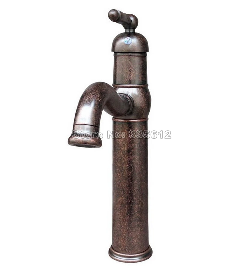 

Antique Copper Swivel Spout Bathroom Basin Faucet Single Hole Deck Mounted Single Handle Kitchen Sink Mixer Taps Wnn018