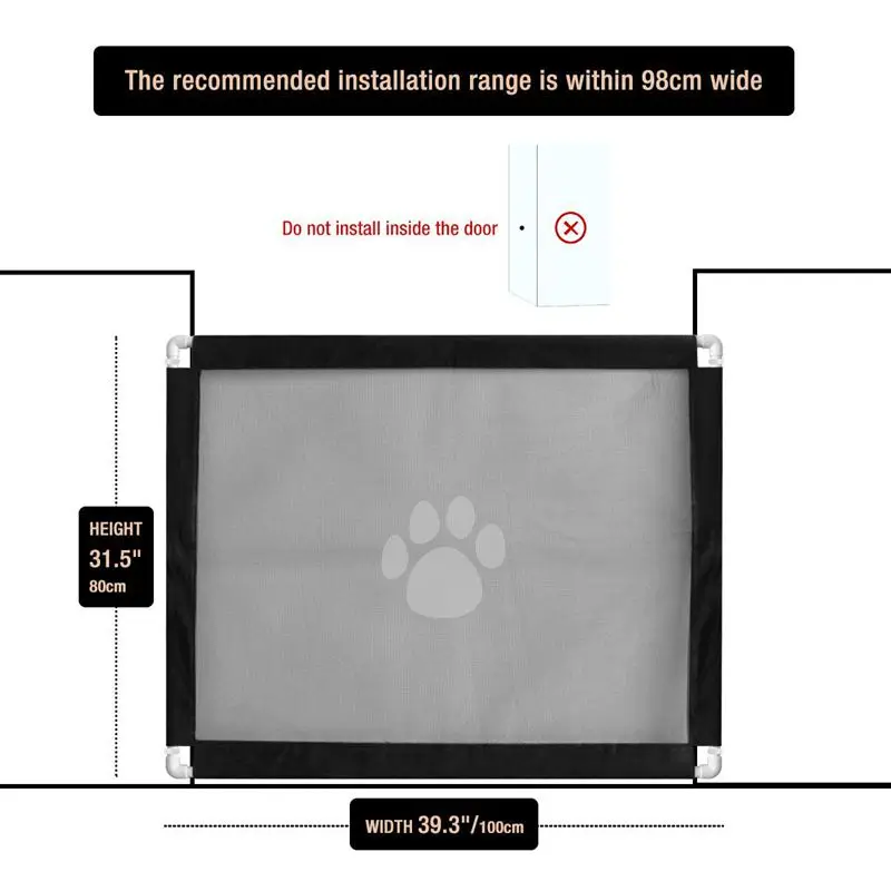الكلب بوابة داخلي للأبواب للطي الحرس الآمن للحيوانات الاليفة بوابة طويل القامة اضافية واسعة ، الحيوانات الأليفة العزلة شبكة سياج أسود للكلا...