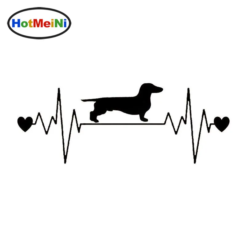 

HotMeiNi Car Styling Dachshund Heartbeat Car Stickers Reflective Vinyl Decal Truck Decoration Black/Silver 20*7.5CM