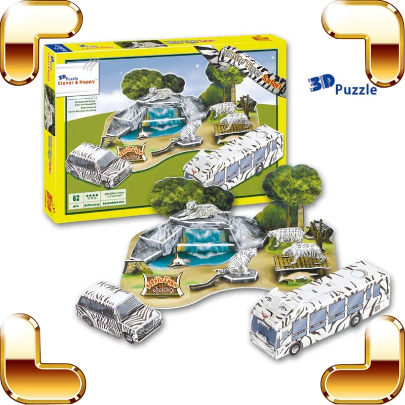 

New DIY Gift 3D Puzzle Model White Tiger Zoo Education Learning Toys EPS Puzzle Construction Decoration Collection Mini Kids Toy