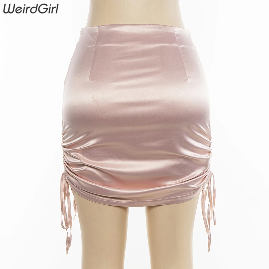 Weirdgirl женские модные юбки с регулируемой высокой талией, мини femme, тонкая однотонная Нижняя Повседневная Уличная одежда для леди, офисная одежда, летняя Новинка