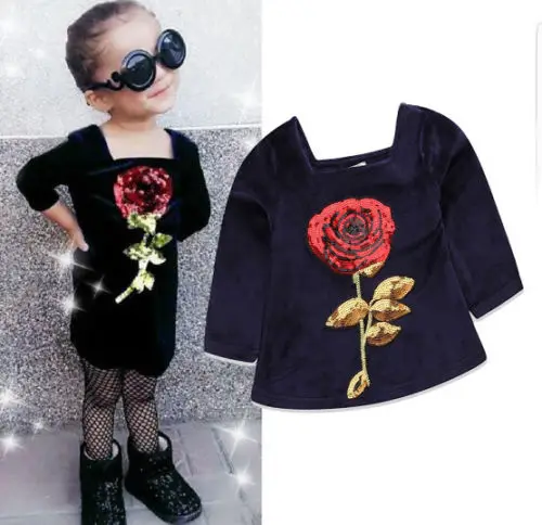 red rose dress for baby girl