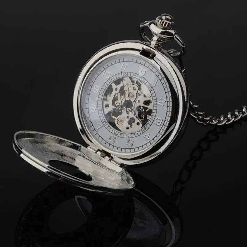 Мужские шикарные стильные автоматические механические карманные часы с римскими цифрами и цепочкой в стиле стимпанк, роскошные винтажные часы с подвеской в виде скелета, подарки