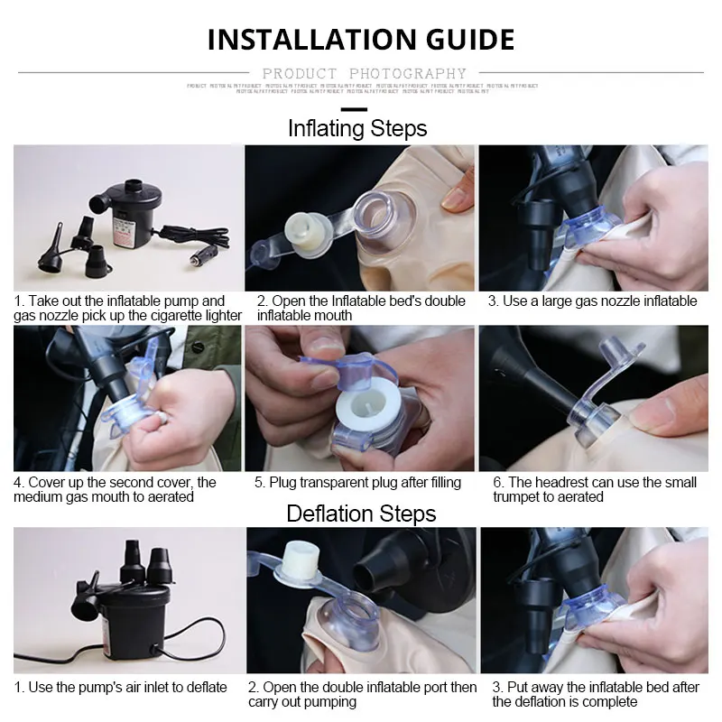 Car Seat Cover Back Set Air Inflatable Bed Universal Auto Mattress Outdoor Travel Soft Bedding Cover Air Pump Pillow Accessories (11)