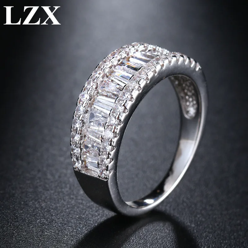 LZX брендовые Лидер продаж роскошные мужские кольца белое золото блестящие
