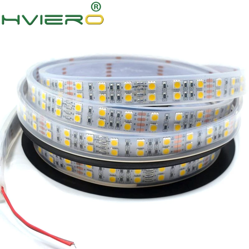 

5M/lot SMD 5050 Double Row 600Leds White/Warm Led Strip Ip67 Waterproof DC 12V Bar Garden Outdoor Holiday Desk Riddon Tape