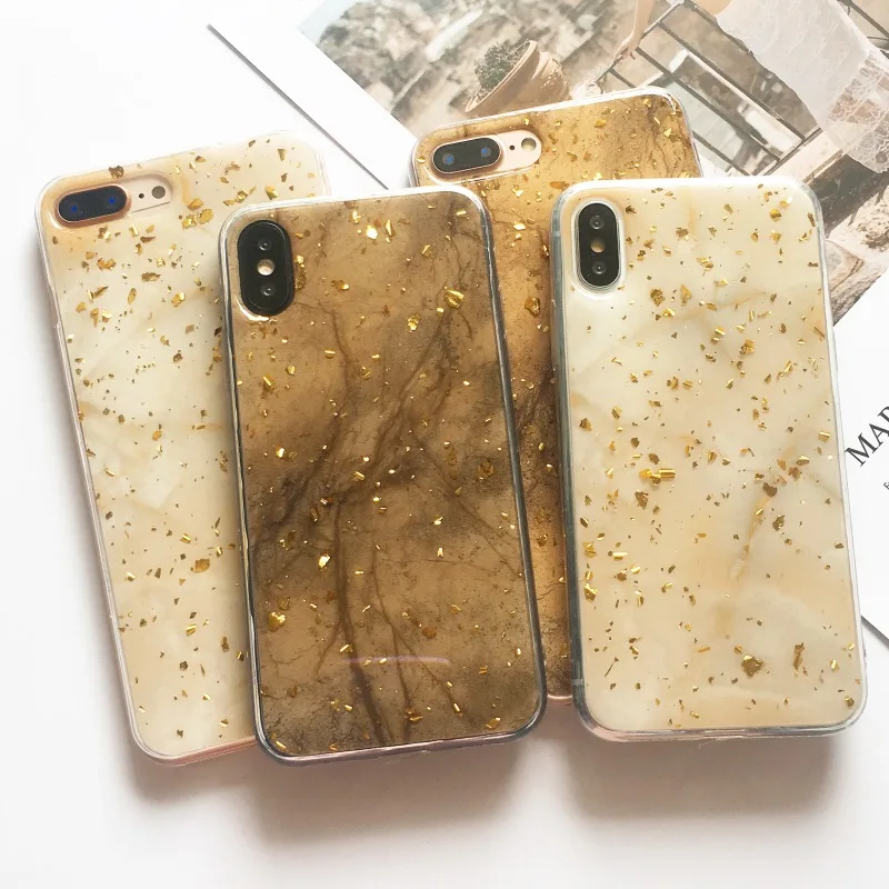 Блестящий золотой фольги мраморные вены чехол для iPhone X Xs max XR 6 S 7 8 Plus plus 8Plu's