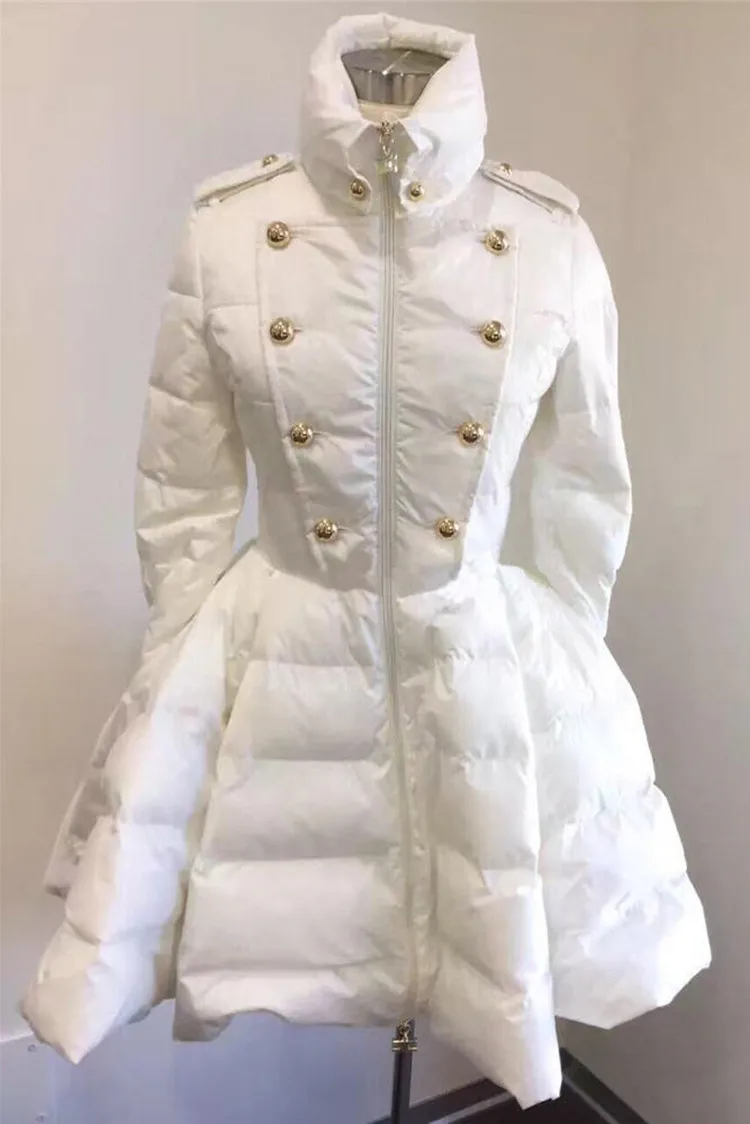 

Women down jacket dress slim waist slim medium-long expansion skirt down coat female pianbu stand collar thinken parka down coat