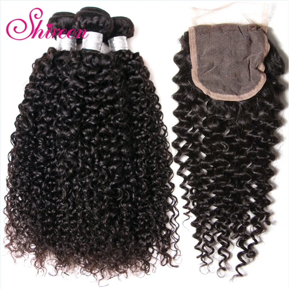 Shireen Malaysian Curly Hair With Closure 4*4 Lace Free Part Human Hair Weave 3 Bundles With Closure 4pcs/Lot Human Hair Bundles Shireen Malaysian Curly Hair With Closure 4*4 Lace Free Part Human Hair Weave 3 Bundles With Closure 4pcs/Lot Human Hair Bundles