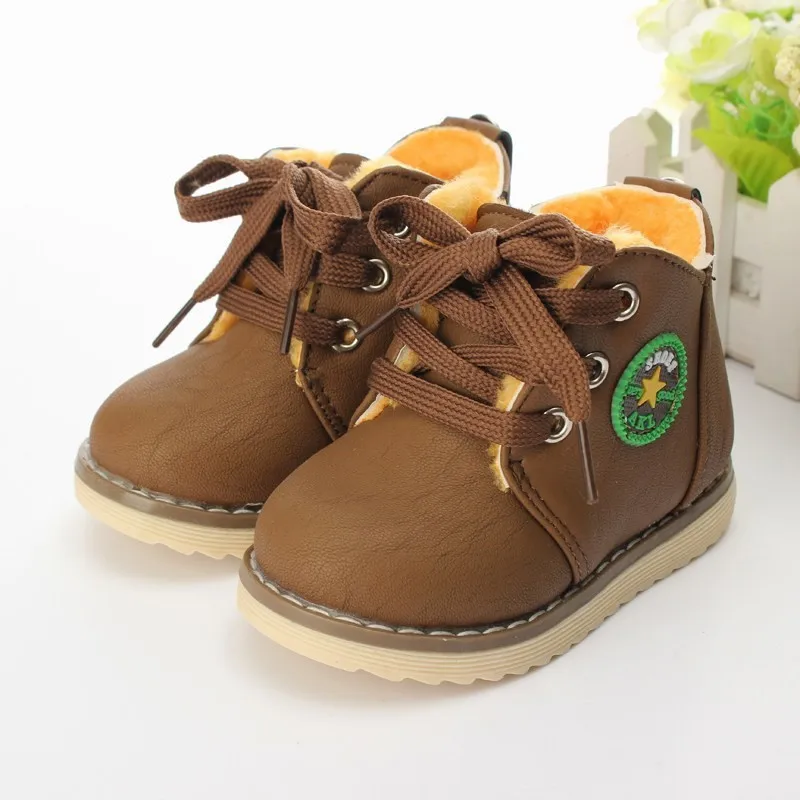 JUSTSL/ г. детские осенне-зимние ботинки детские теплые зимние ботинки качественная Нескользящая Классическая обувь для мальчиков и девочек