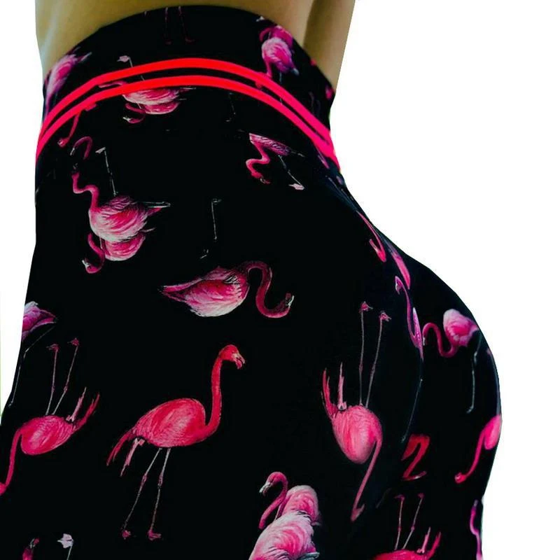 3D сексуальные черные женские леггинсы с принтом высокого качества, высокая талия, фламинго, волшебные цвета, модные леггинсы с принтом, женские штаны для фитнеса