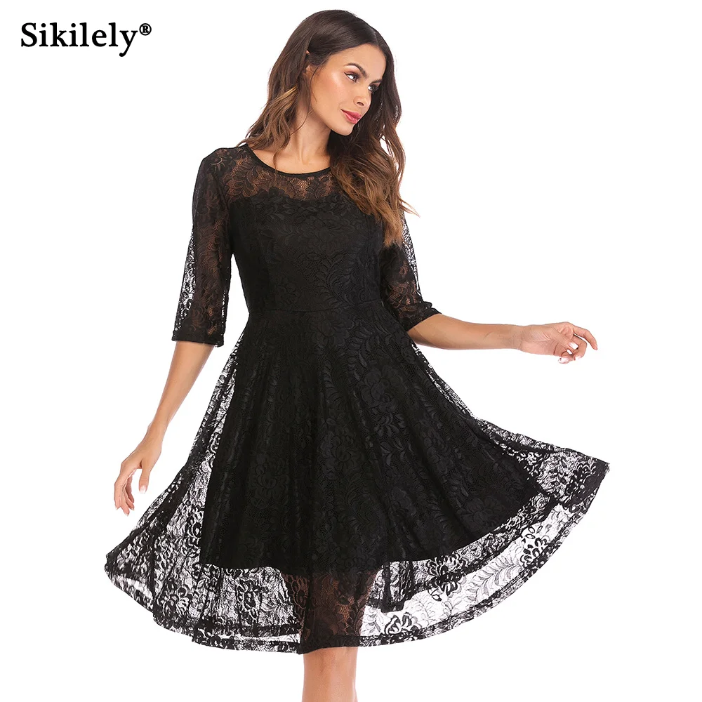 Aliexpress.com : Buy Sikilely Vintage Party Dress 3/4 Sleeve Cocktail ...
