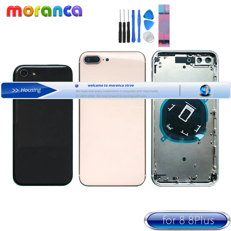 

8G 8P Back Housing for iPhone 8 8Plus Plus Back Battery Door Rear Cover Middle Frame Chassis with Glass Gold Black White Red