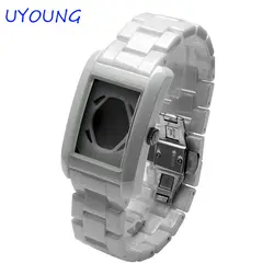 Качество жемчуга керамика ремешок для AR1406 белый браслет с случае развертывания Аксессуары для часов