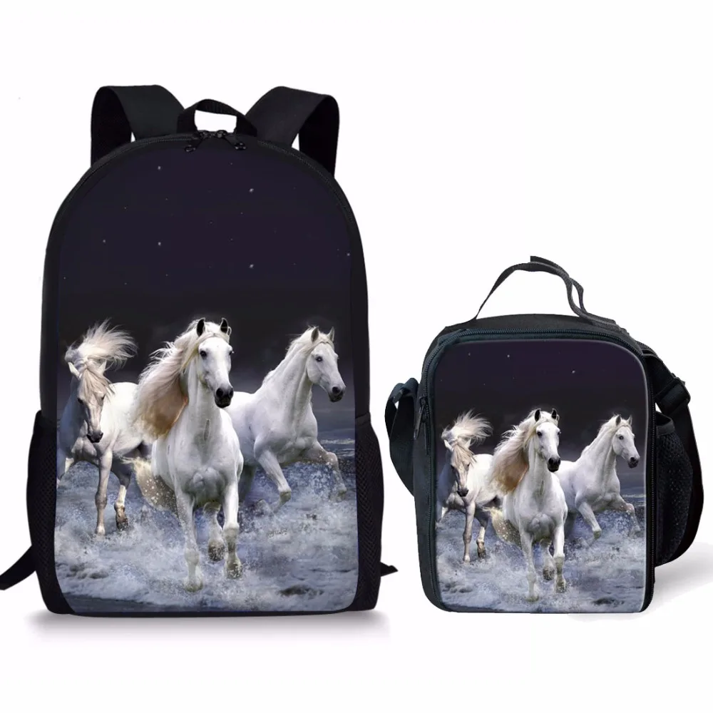 ThiKin 2 шт./компл. школьные ранцы комплект для детей Студент Bookbag подросток мальчик лошадь печатных школьный рюкзак Mochila Infantil