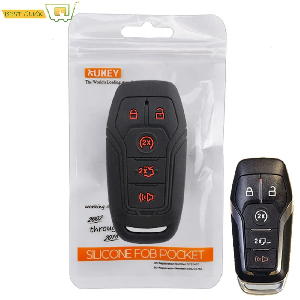 

5 Button Silicone Car Key Case For Ford F-150 Mustang Explorer Edge Fusion Mondeo Cover Remote Fob Shell Sleeve Protector