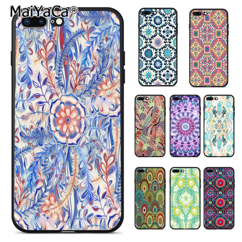 

MaiYaCa boho fabric Flower Pattern Coque Shell Phone Case for Apple iPhone 8 7 6 6S Plus X 5 5S SE 5C Cover