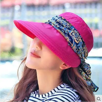 BINGYUANHAOXUAN летние шляпы для женщин Складная Солнцезащитная Цветочная шляпа Женская широкополая шляпа козырек Chapeau Регулируемая Защита от солнца УФ - Цвет: rose Red